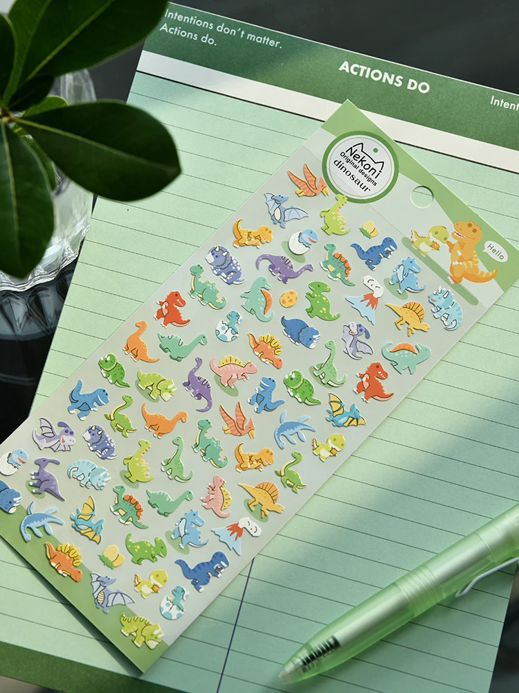 Korean Import Original NEKONI Animals Penguin Dinosaur Stickers Scrapbooking Diy Journal Stationery Sticker Decor School Supply