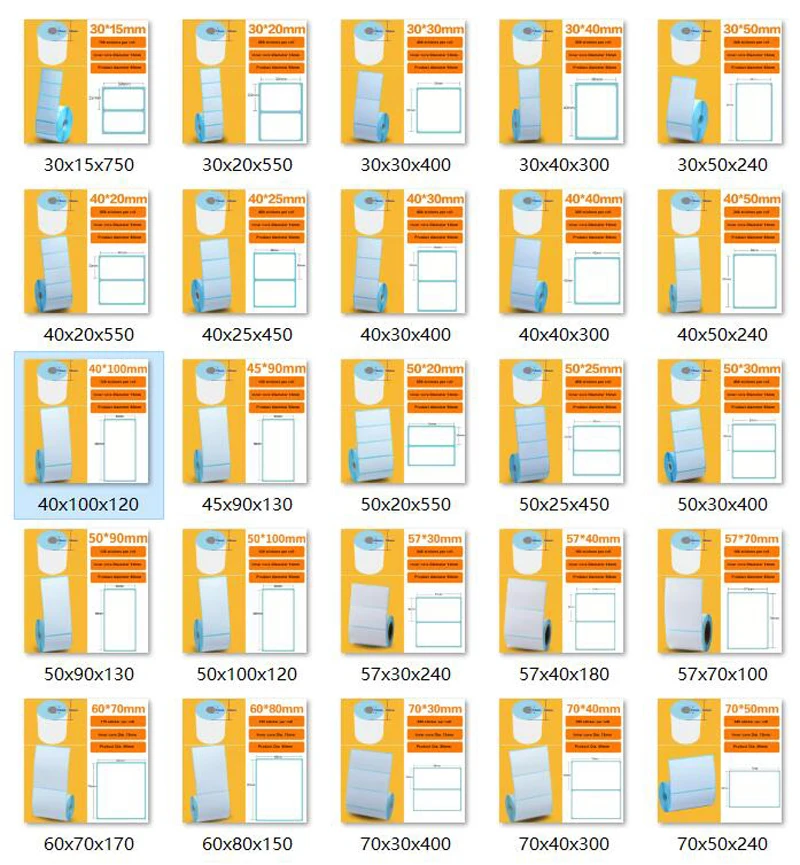 15/20/30/35/40/45/50/57/60/70mm White Paper Thermal Sticker Small Roll Portable Mini Printer Label Milk Tea Ice Cream Food Tag