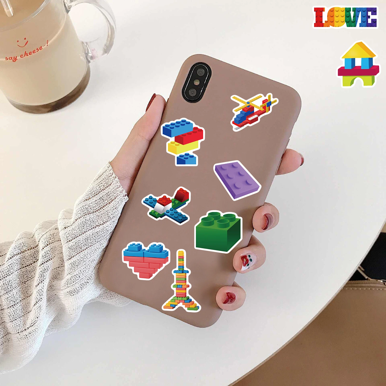 50/100PCS Colorful Building Blocks Sticker Watercolor Graffiti DIY Skateboard Cartoon Laptop Cute Decoration Cool Sticker Phone