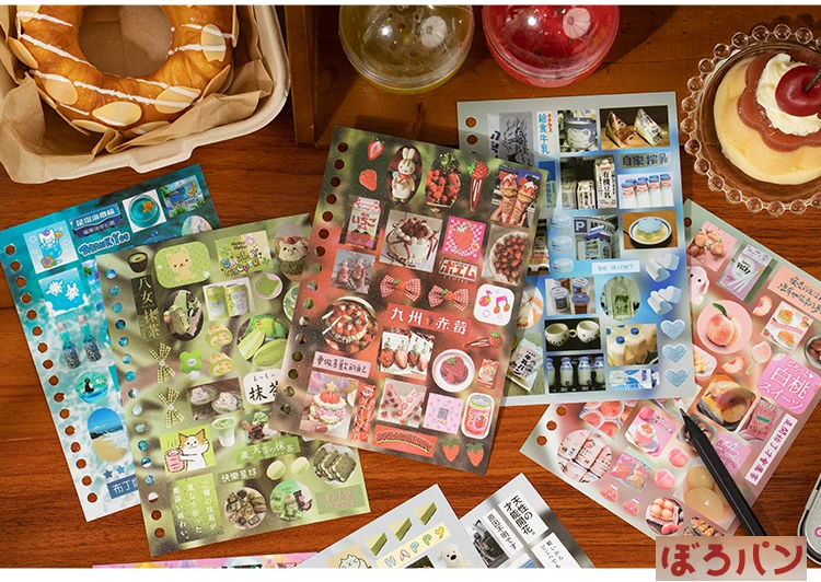 TIANZI 20/40 Pcs Retro Japanese Stationery Die Cut Stickers Book Cartoon Decorative for Handmade Scrapbooking Journal Supplies