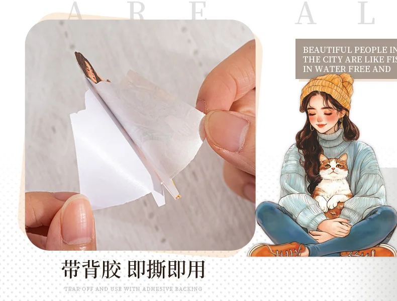 20pcs Kawaii Stationery Stickers Urban girl Junk Journal Planner Decorative Sticker Scrapbooking