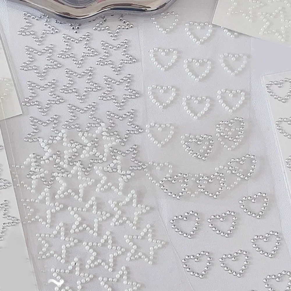 3D Star Heart Shaped Pearls Crystal Stickers Kids DIY Self Adhesive Jewel Crafts Sparkly Rhinestone Stationery Stickers Girls