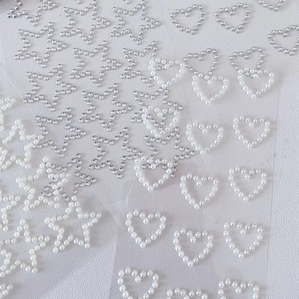 3D Star Heart Shaped Pearls Crystal Stickers Kids DIY Self Adhesive Jewel Crafts Sparkly Rhinestone Stationery Stickers Girls