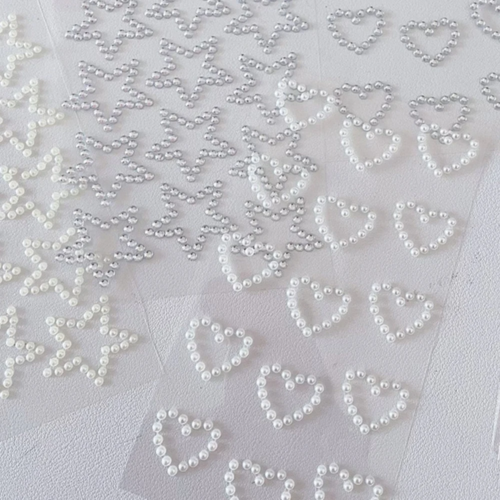 3D Star Heart Shaped Pearls Crystal Stickers Kids DIY Self Adhesive Jewel Crafts Sparkly Rhinestone Stationery Stickers Girls