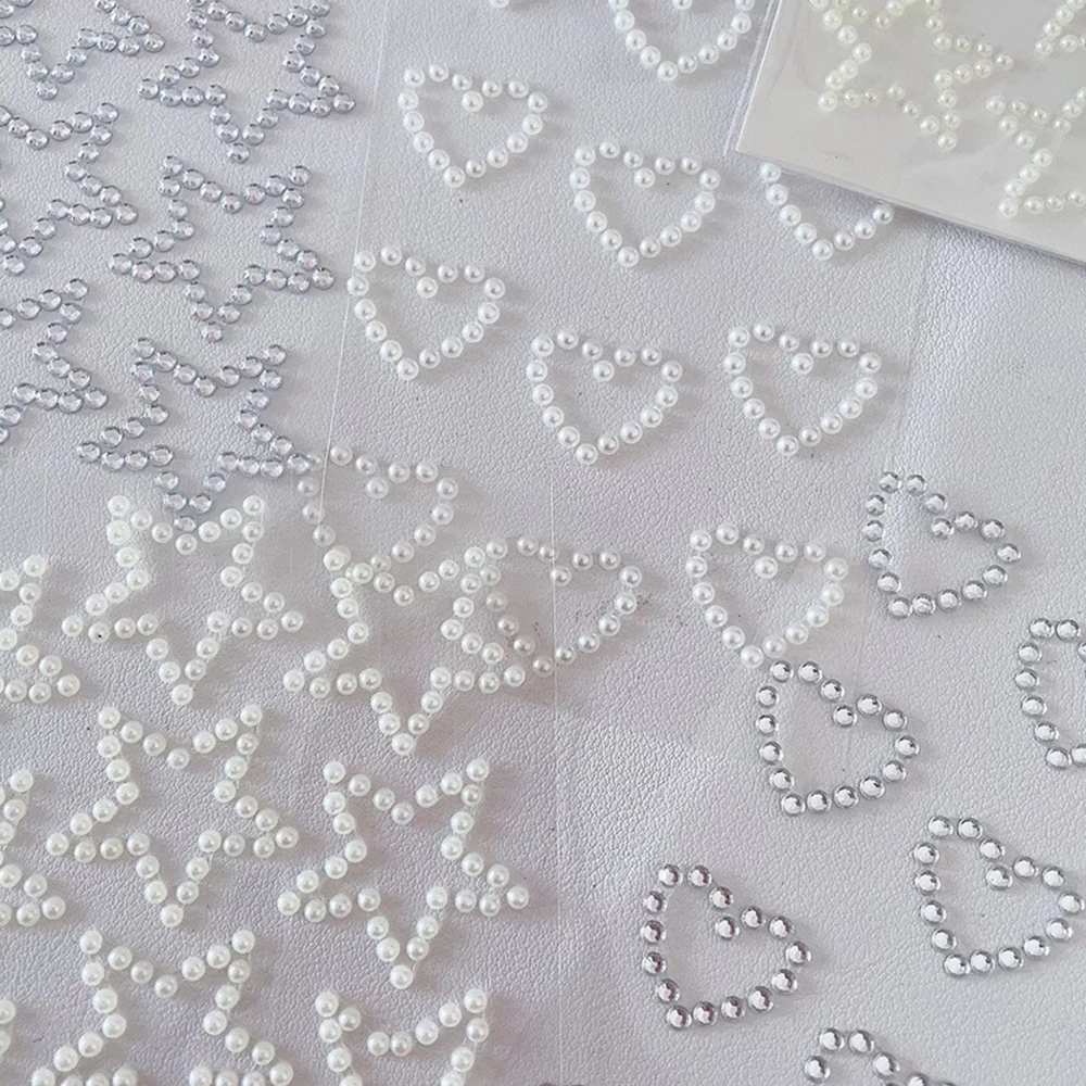 3D Star Heart Shaped Pearls Crystal Stickers Kids DIY Self Adhesive Jewel Crafts Sparkly Rhinestone Stationery Stickers Girls