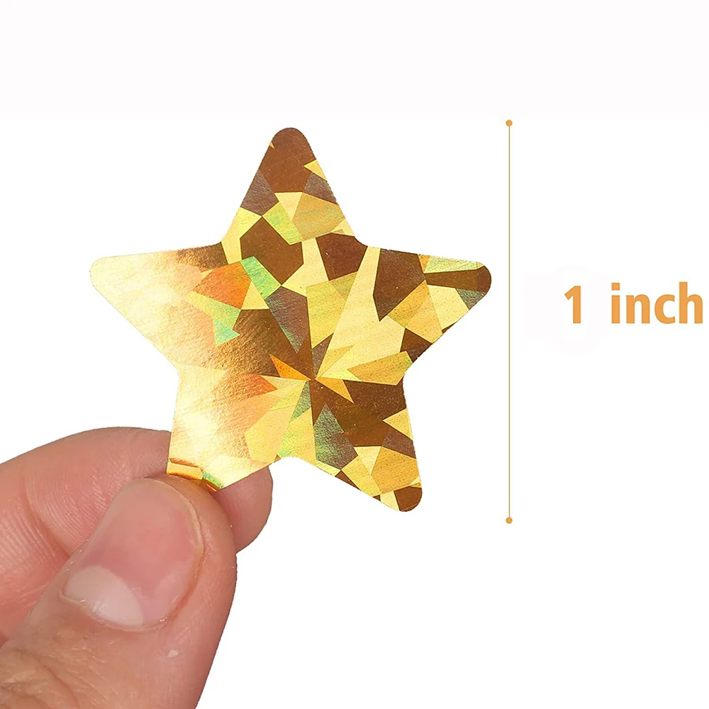 50-500pcs Holographic Silver Star Stickers For Kids Reward Gold Foil Star Stickers Labels For Wall Crafts Classroom Supplies