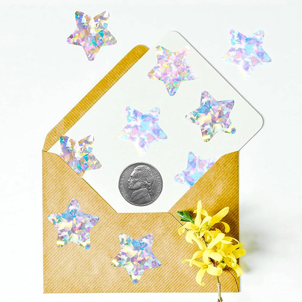 50-500pcs Holographic Silver Star Stickers For Kids Reward Gold Foil Star Stickers Labels For Wall Crafts Classroom Supplies