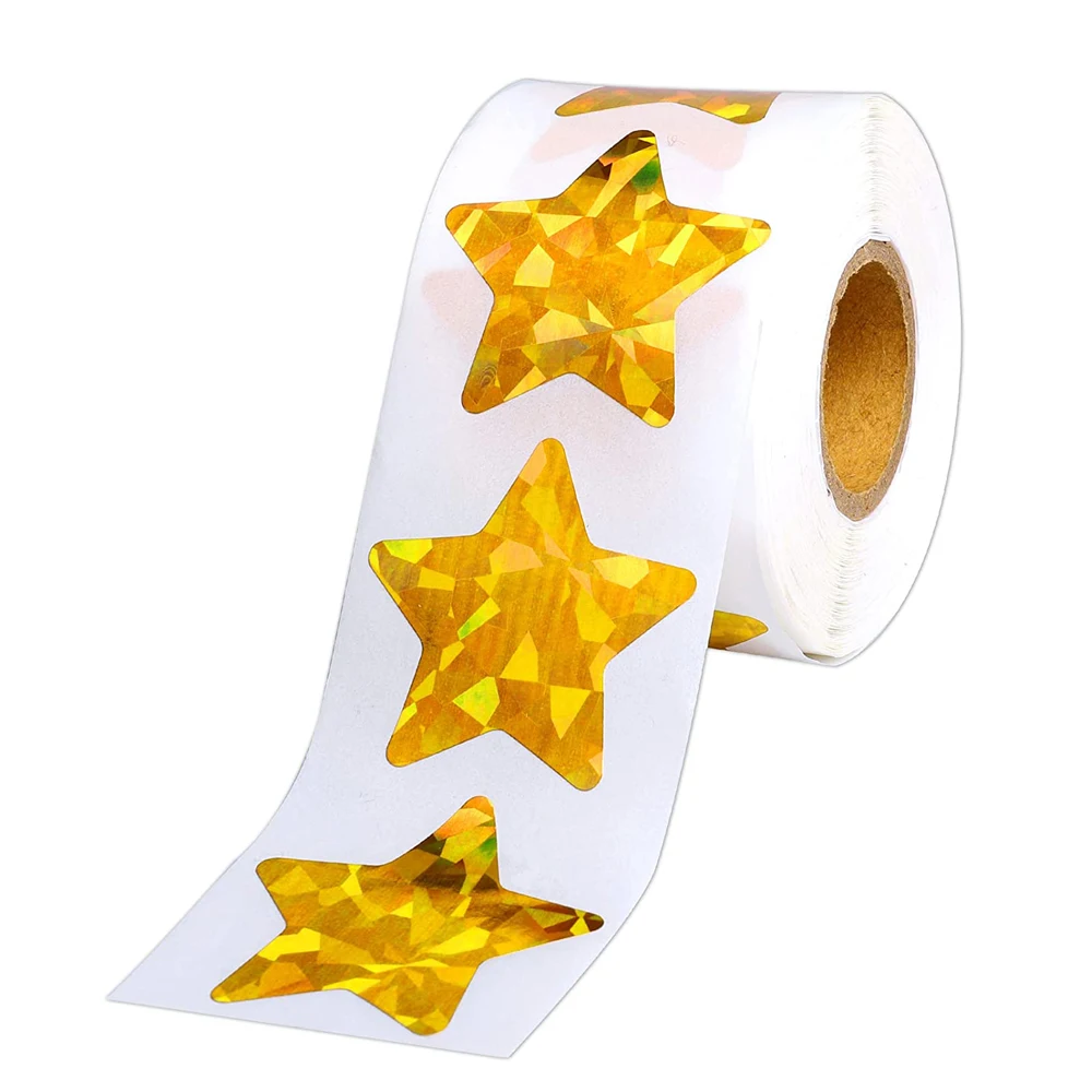 50-500pcs Holographic Silver Star Stickers For Kids Reward Gold Foil Star Stickers Labels For Wall Crafts Classroom Supplies