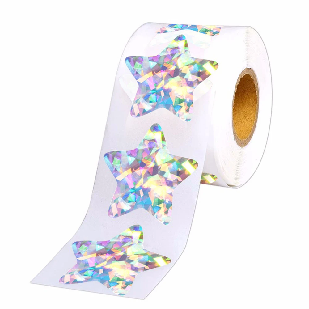 50-500pcs Holographic Silver Star Stickers For Kids Reward Gold Foil Star Stickers Labels For Wall Crafts Classroom Supplies