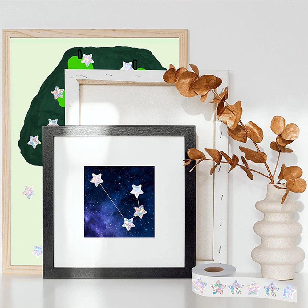 50-500pcs Holographic Silver Star Stickers For Kids Reward Gold Foil Star Stickers Labels For Wall Crafts Classroom Supplies