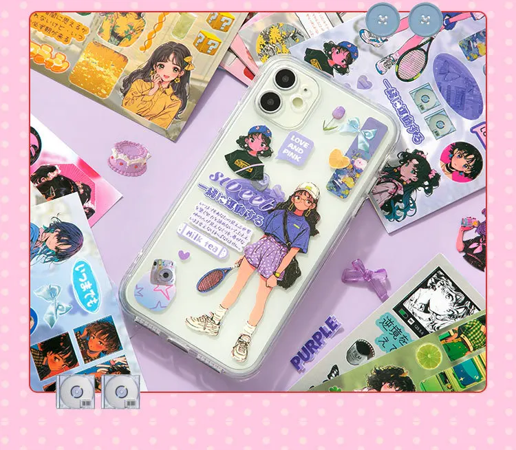 30sheets Kawaii Showa Diary Series Die Cutting Sticker Books DIY Diary Scrapbook Phone Case Aesthetics Stationery Stickers