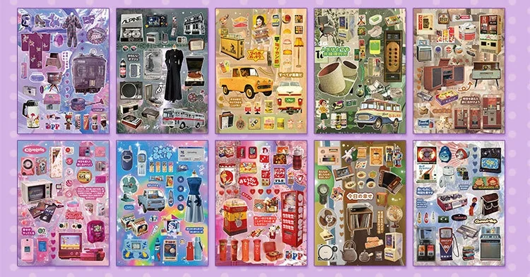 30sheets Kawaii Showa Diary Series Die Cutting Sticker Books DIY Diary Scrapbook Phone Case Aesthetics Stationery Stickers