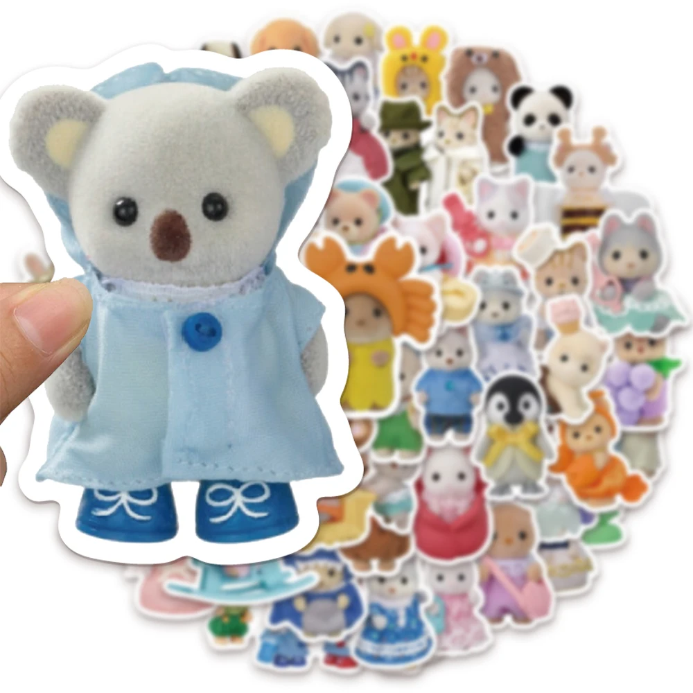 55/110/165PCS Calico Critters Family Cartoon Cute Handheld Notebook Skateboarding Luggage Decorative Stickers
