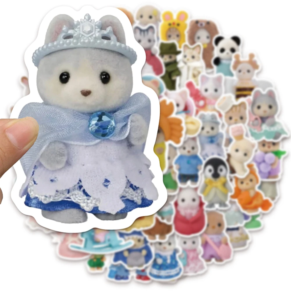 55/110/165PCS Calico Critters Family Cartoon Cute Handheld Notebook Skateboarding Luggage Decorative Stickers