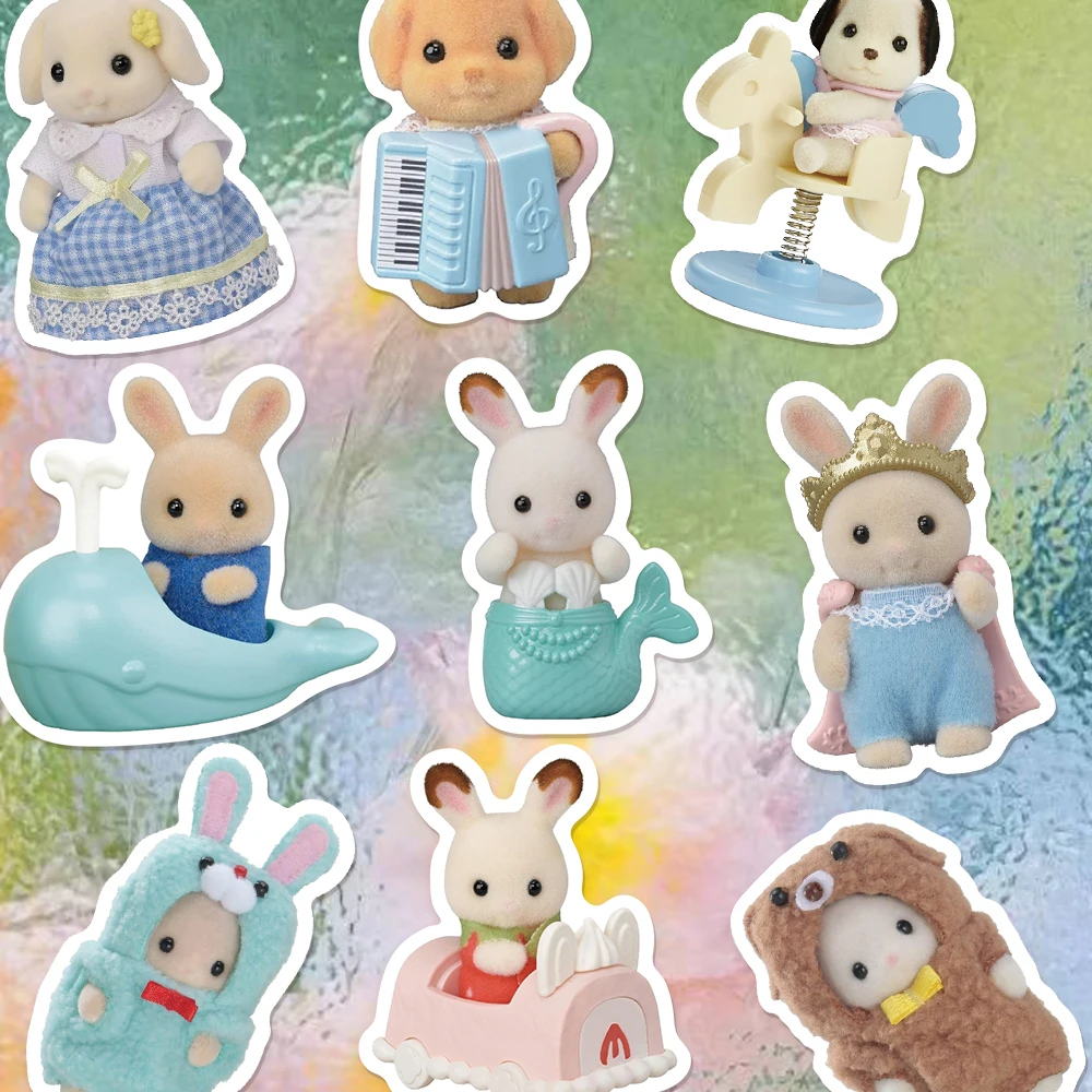55/110/165PCS Calico Critters Family Cartoon Cute Handheld Notebook Skateboarding Luggage Decorative Stickers