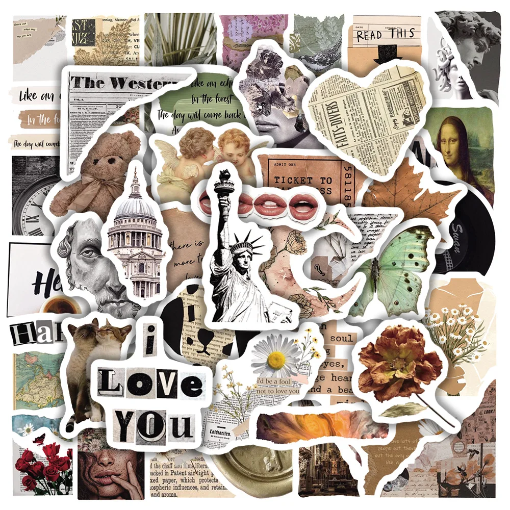 10/30/50PCS Broken Painting PVC Sticker Aesthetic Decoration Scrapbooking Korean Stationery School Supplies