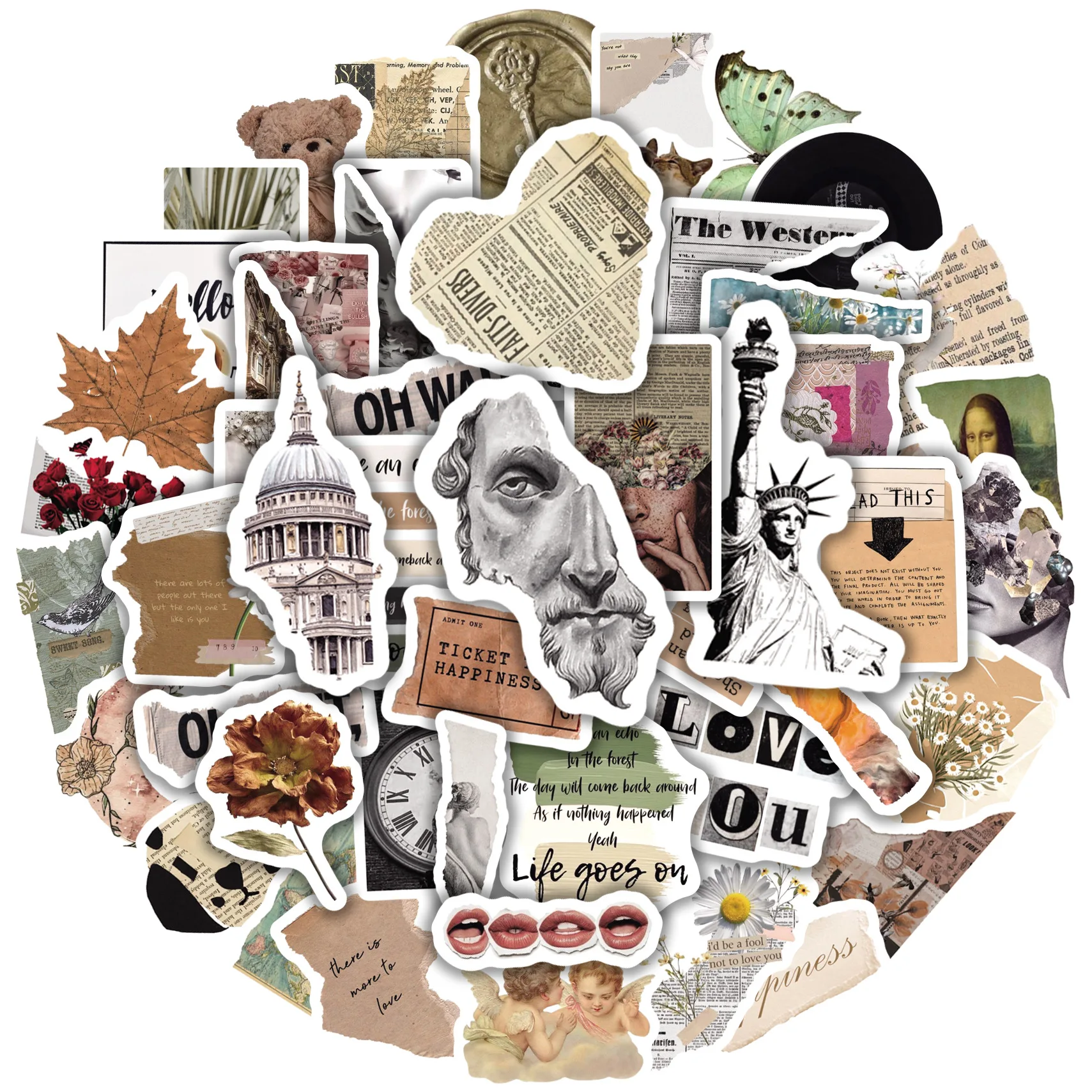 10/30/50PCS Broken Painting PVC Sticker Aesthetic Decoration Scrapbooking Korean Stationery School Supplies