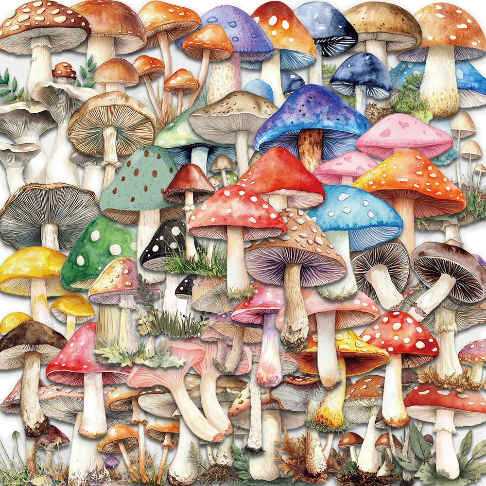 50PCS Kawaii Mushroom Stickers Nostalgia Cartoon Decals Laptops Luggage Diary Skateboards Cool Guitar Motorcycle Sticker Design