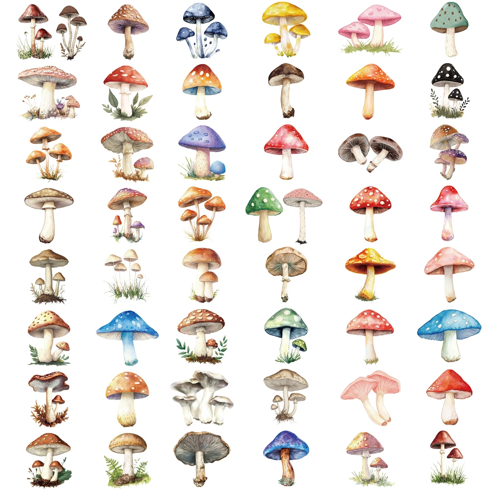 50PCS Kawaii Mushroom Stickers Nostalgia Cartoon Decals Laptops Luggage Diary Skateboards Cool Guitar Motorcycle Sticker Design
