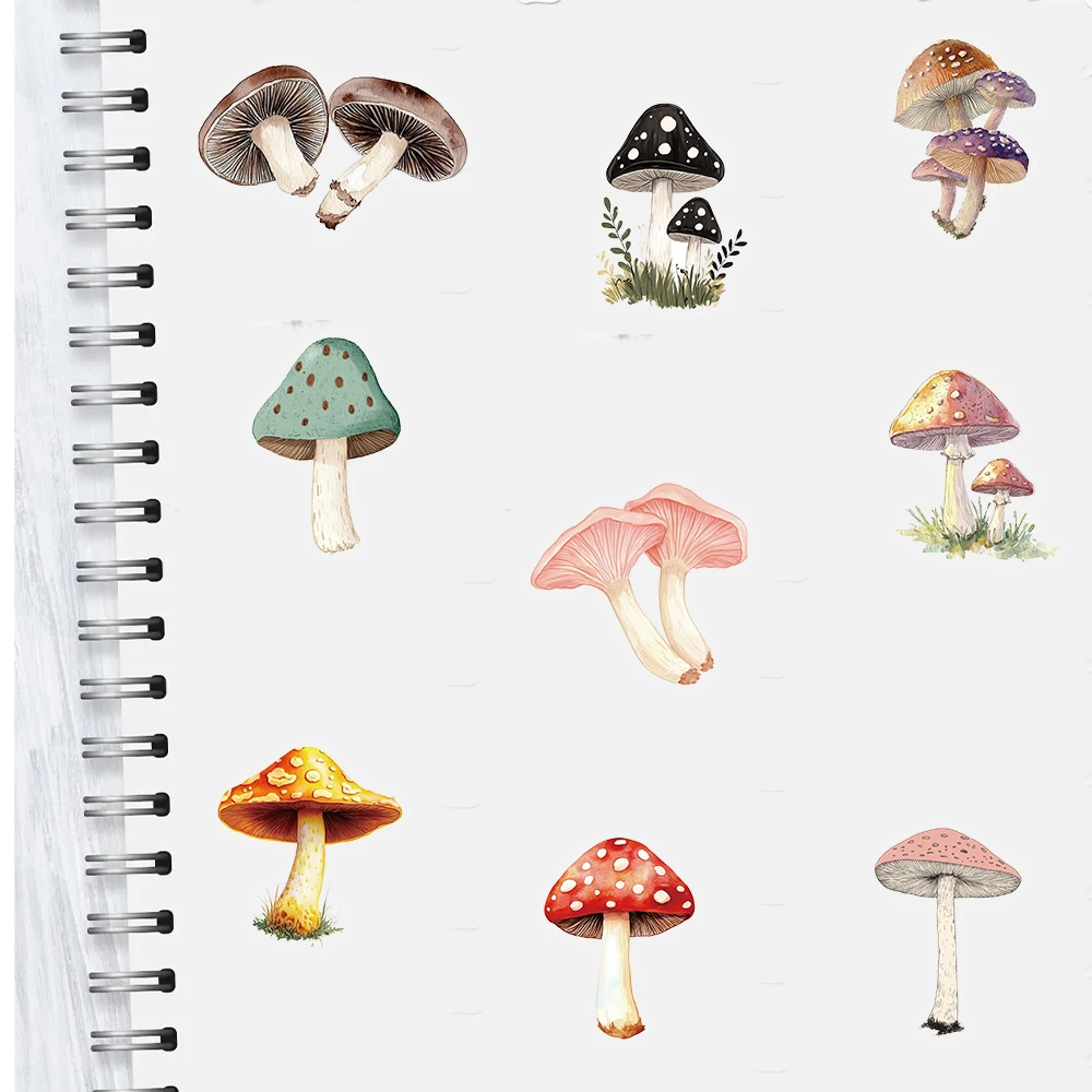 50PCS Kawaii Mushroom Stickers Nostalgia Cartoon Decals Laptops Luggage Diary Skateboards Cool Guitar Motorcycle Sticker Design