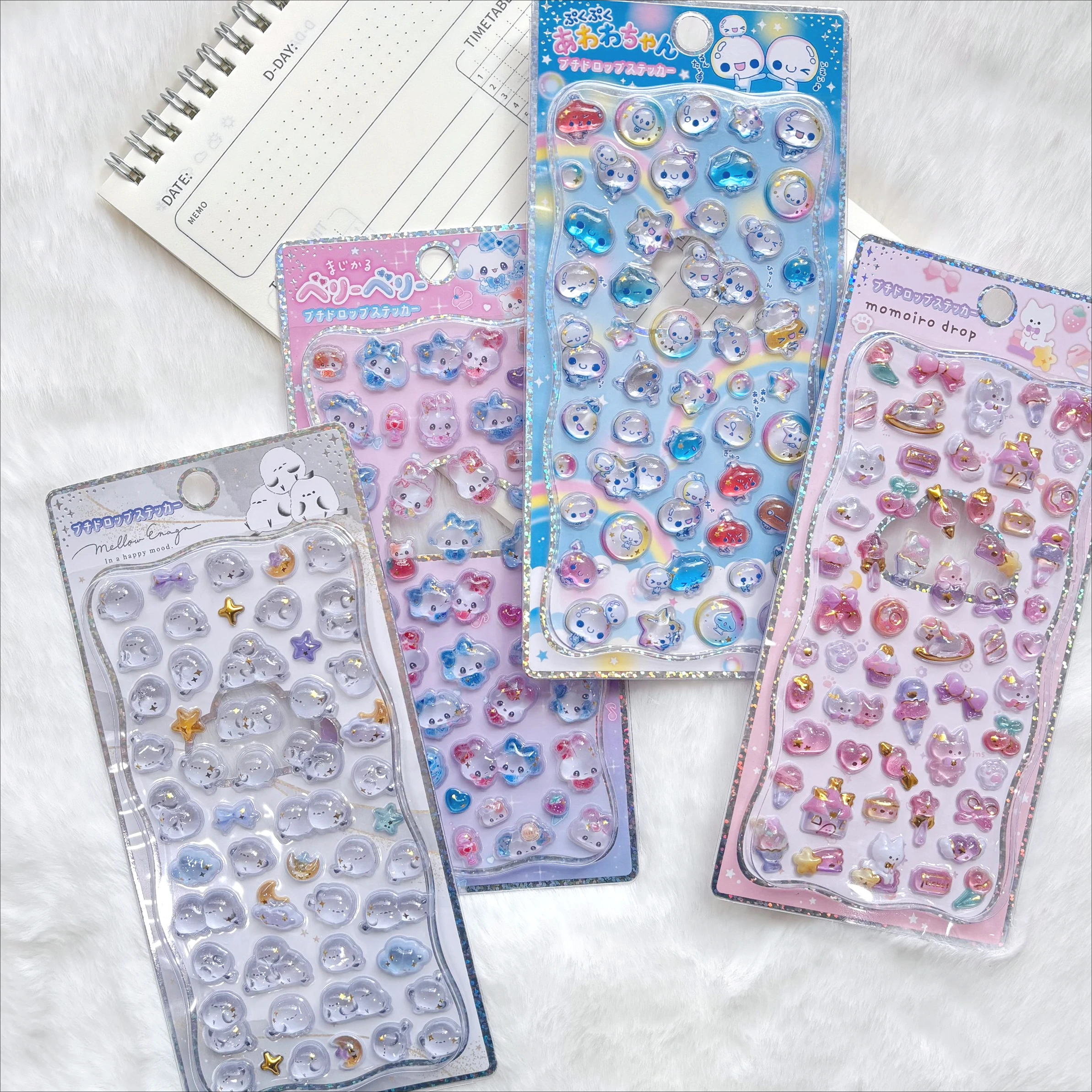 Relief animal 3D crystal stickers, DIY crafts, PVC cartoon animal stickers, decorative phone stickers