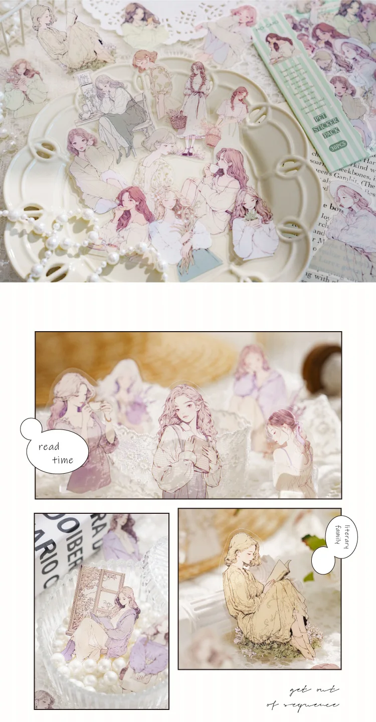 30pcs/1lot Kawaii Stationery Stickers White Lover Diary Decorative Mobile Stickers Scrapbooking DIY Craft Stickers