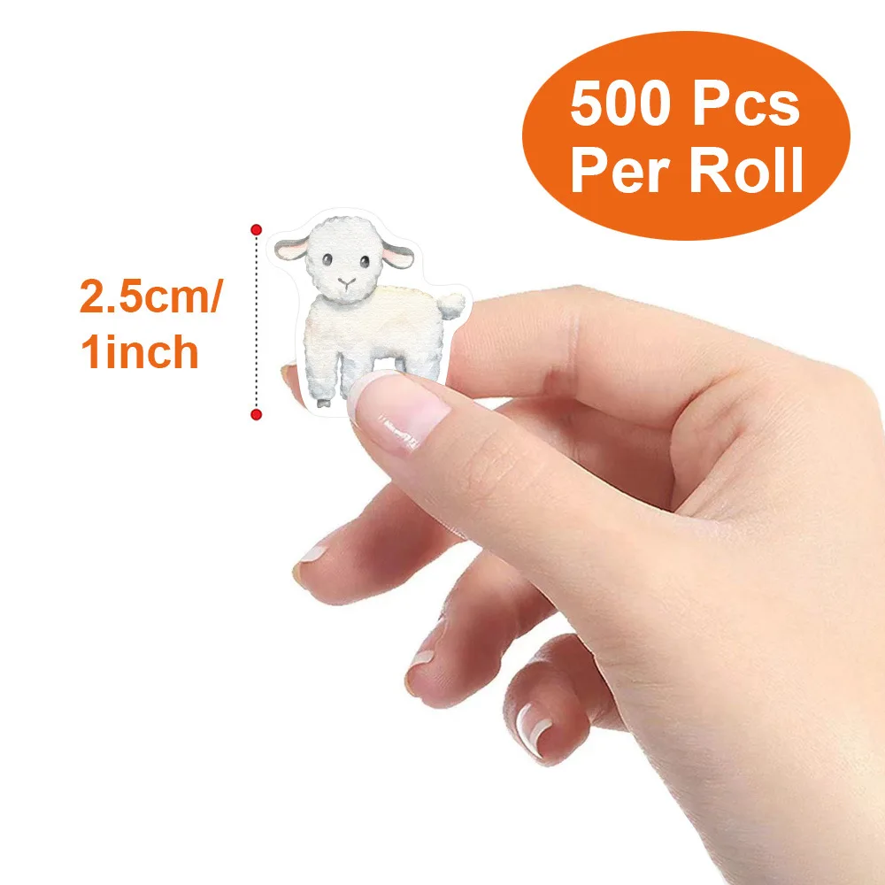 1 Roll of 500 Non-Standard Farm Animal Stickers 2.5cm/1.0'' DIY Gift Decoration Reward Learning Graffiti Game Art Stickers Suita