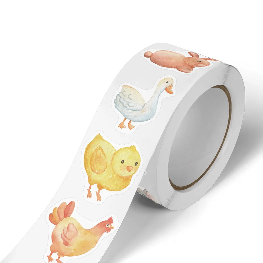 1 Roll of 500 Non-Standard Farm Animal Stickers 2.5cm/1.0'' DIY Gift Decoration Reward Learning Graffiti Game Art Stickers Suita