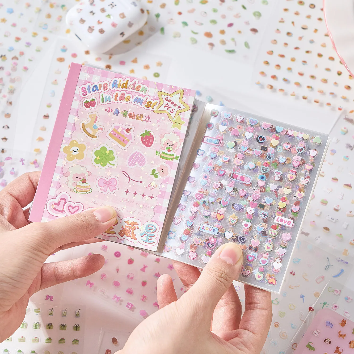 Mr. Paper 32 Pcs Mini Nose Picking Series Die-Cut Sticker Book, Cute Cartoon Decals for Journals Nail Art Phone Case AirPods DIY
