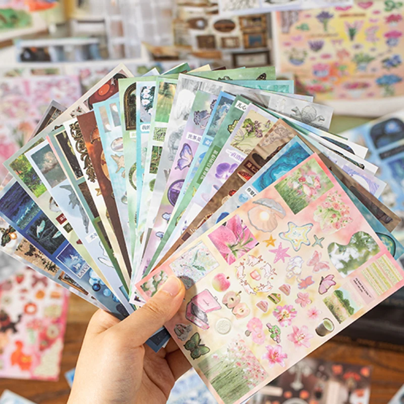 30/60pcs Mirror Tide Cut Film Sticker Book For Phone Camera Luggage Journal Sticker Kawaii Student Handbook Decorative Sticker