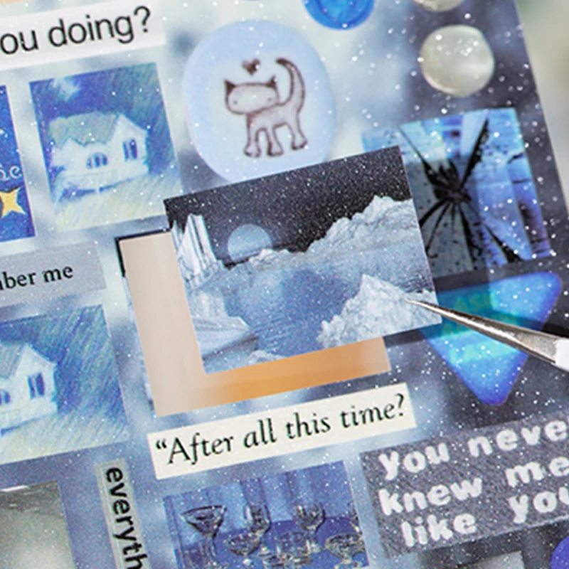 30/60pcs Mirror Tide Cut Film Sticker Book For Phone Camera Luggage Journal Sticker Kawaii Student Handbook Decorative Sticker