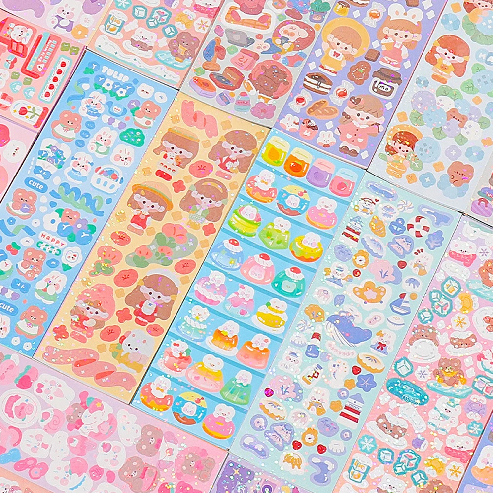 200p Kawaii Stickers for Kids Cute Stationary Aesthetic Diary Decoration Art Supplies Stickers for Scrapbooking Lot Korean Paper