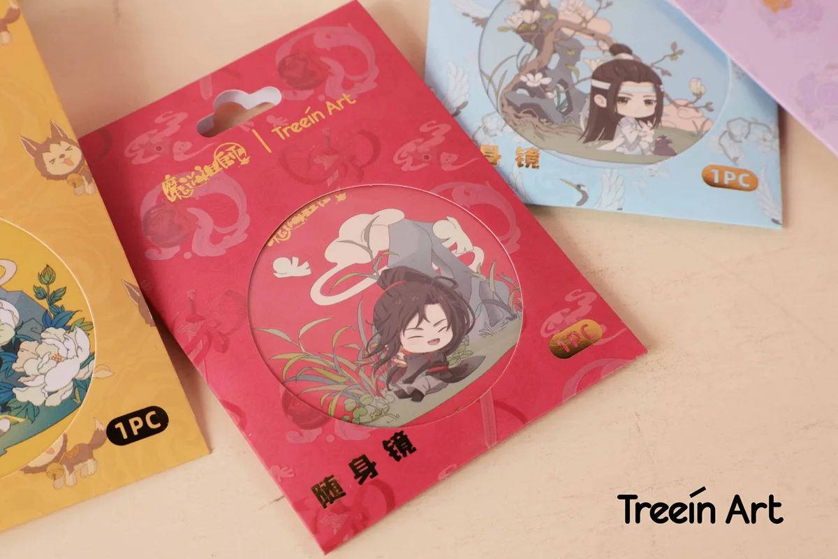 Grandmaster of Demonic Cultivation Anime Mini Mirror Mo Dao Zu Shi Cartoon Figure Portable Makeup Mirror Fans Gift