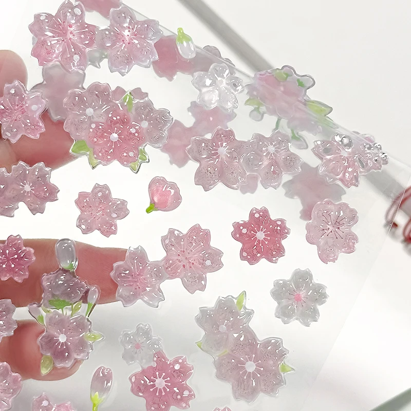 Korean Import Original NEKONI Sakura Cherry Blossom Pink 3D Relief Stickers Scrapbooking Diy Journal Cute Stationery Sticker