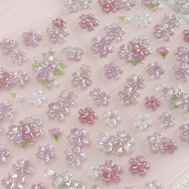 Korean Import Original NEKONI Sakura Cherry Blossom Pink 3D Relief Stickers Scrapbooking Diy Journal Cute Stationery Sticker