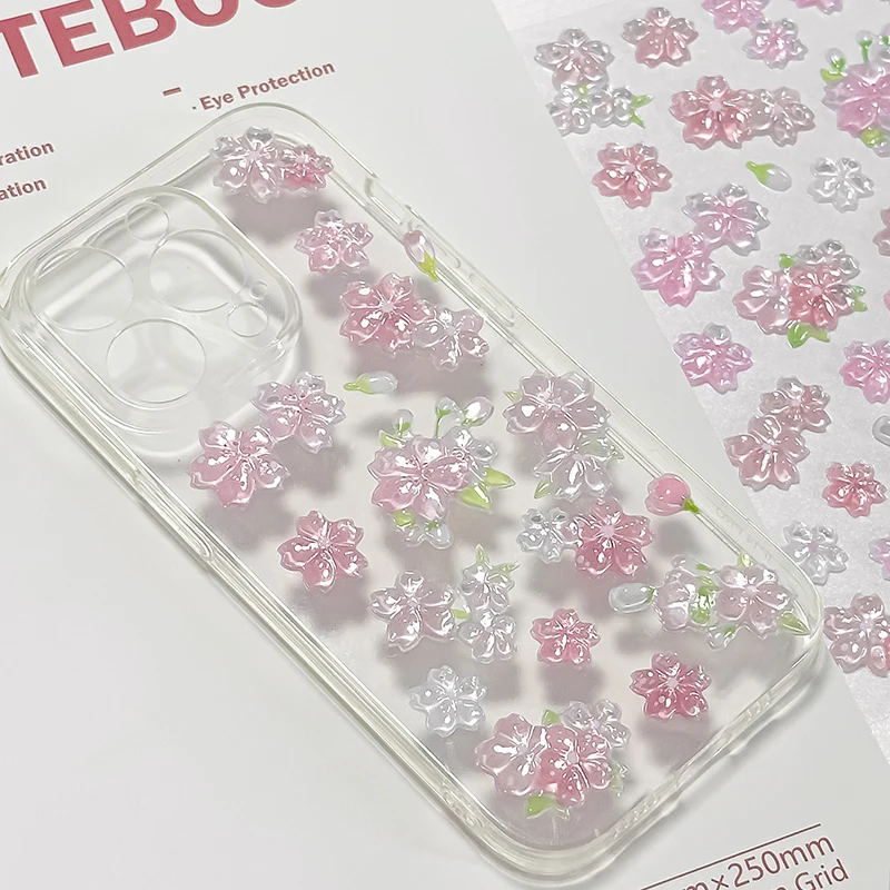 Korean Import Original NEKONI Sakura Cherry Blossom Pink 3D Relief Stickers Scrapbooking Diy Journal Cute Stationery Sticker