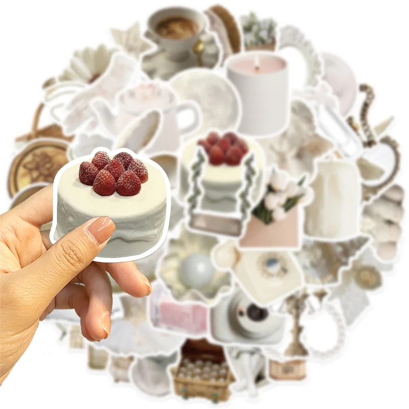 10/30/50PCS INS White PVC Sticker Aesthetic Decoration Scrapbooking Sketchbook Korean Stationery School Supplies