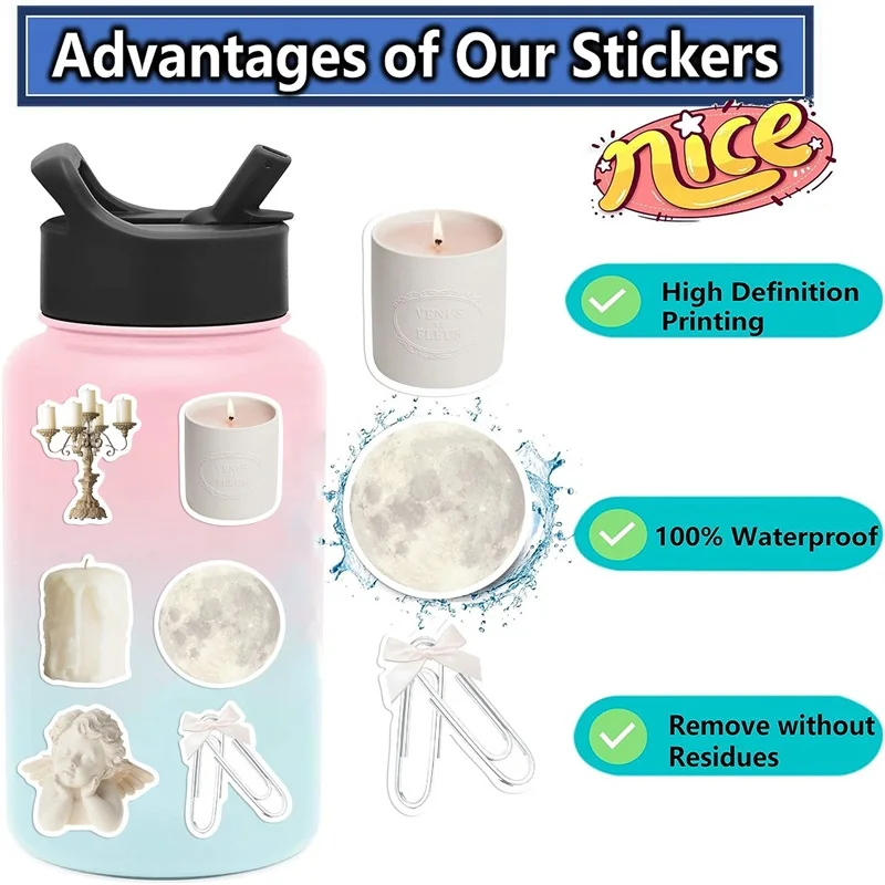 10/30/50PCS INS White PVC Sticker Aesthetic Decoration Scrapbooking Sketchbook Korean Stationery School Supplies