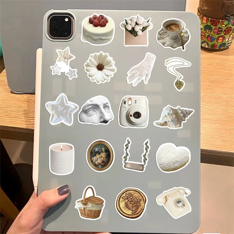 10/30/50PCS INS White PVC Sticker Aesthetic Decoration Scrapbooking Sketchbook Korean Stationery School Supplies