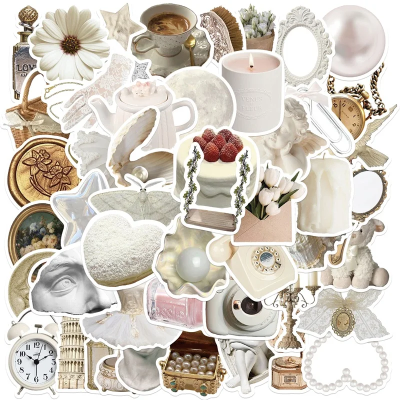10/30/50PCS INS White PVC Sticker Aesthetic Decoration Scrapbooking Sketchbook Korean Stationery School Supplies