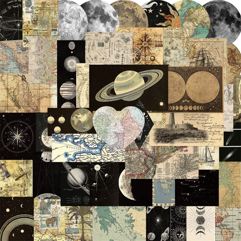 10/30/50PCS Vintage Planet Map PVC Sticker Aesthetic Korean Stationery DIY Decoration Scrapbooking School Supplies