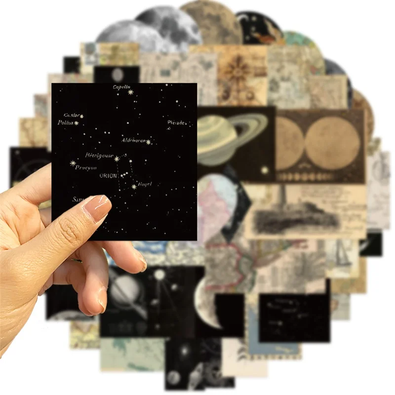 10/30/50PCS Vintage Planet Map PVC Sticker Aesthetic Korean Stationery DIY Decoration Scrapbooking School Supplies