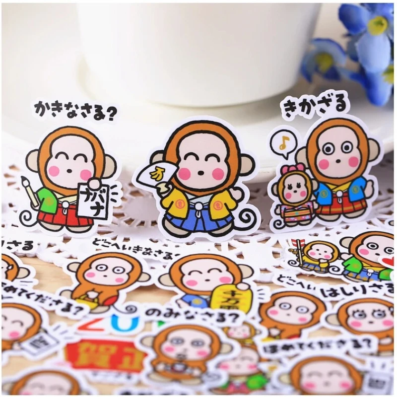 32pcs Creative Cute Self-made Amnesty Monkey Stickers Scrapbooking Stickers /decorative Sticker /DIY Craft Photo Albums