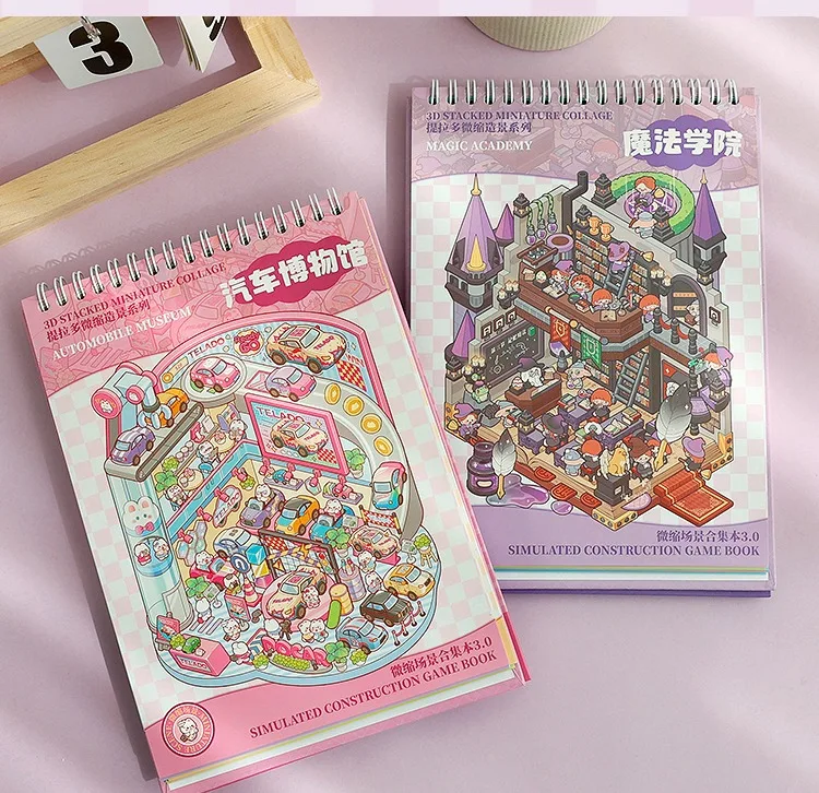20Pcs 20in1 Cartoon Landscape Sticker Book DIY 3D Pocket Cabin Scene Stickers Gift for Kid Child