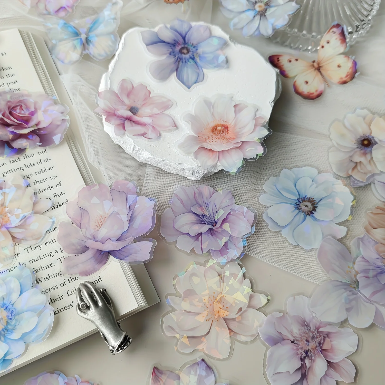 60 pcs/Box Gorgeous Flower PET Stickers Hand account DIY Scrapbooking Collage Decor Junk Journal Supplies Sticker Stationery