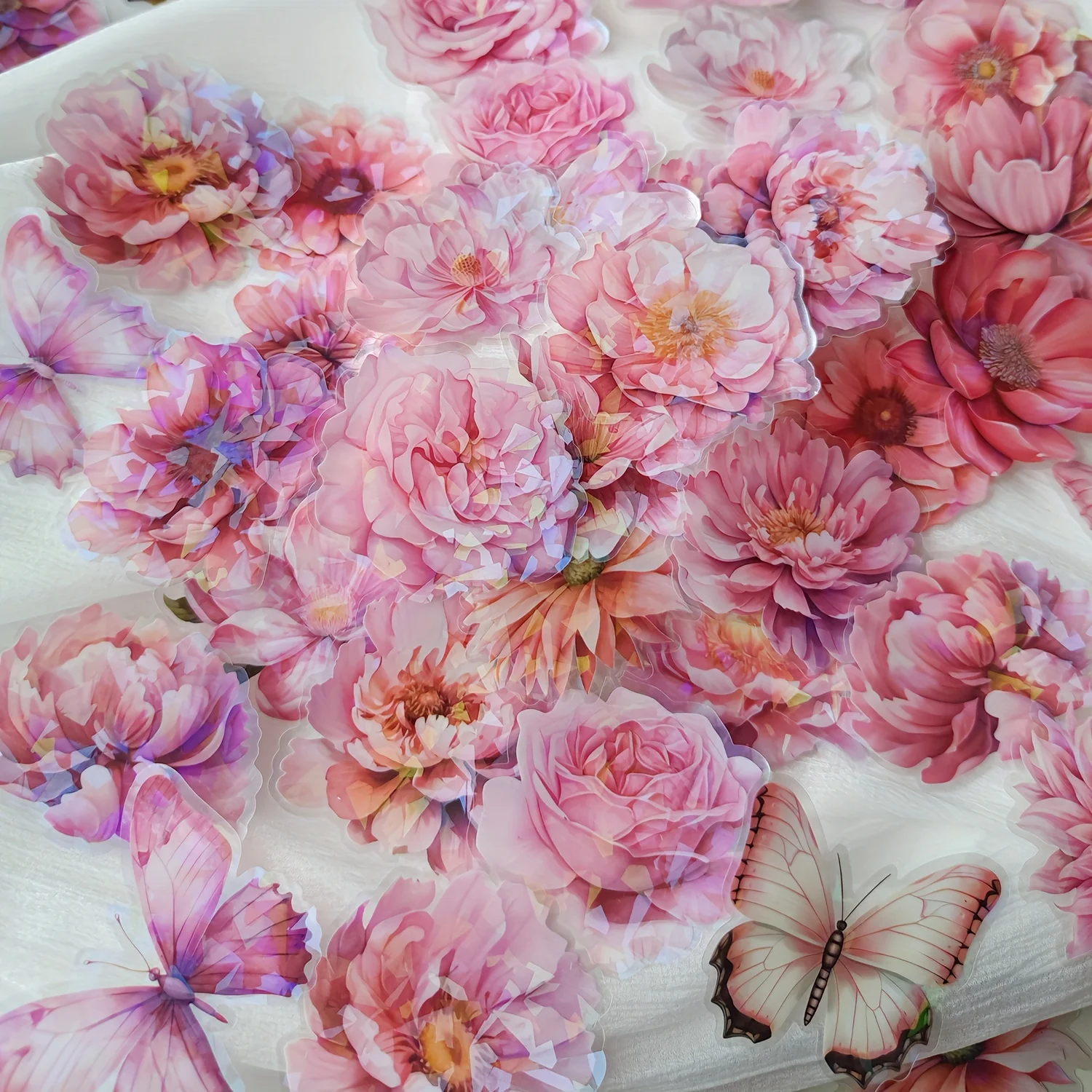 60 pcs/Box Gorgeous Flower PET Stickers Hand account DIY Scrapbooking Collage Decor Junk Journal Supplies Sticker Stationery