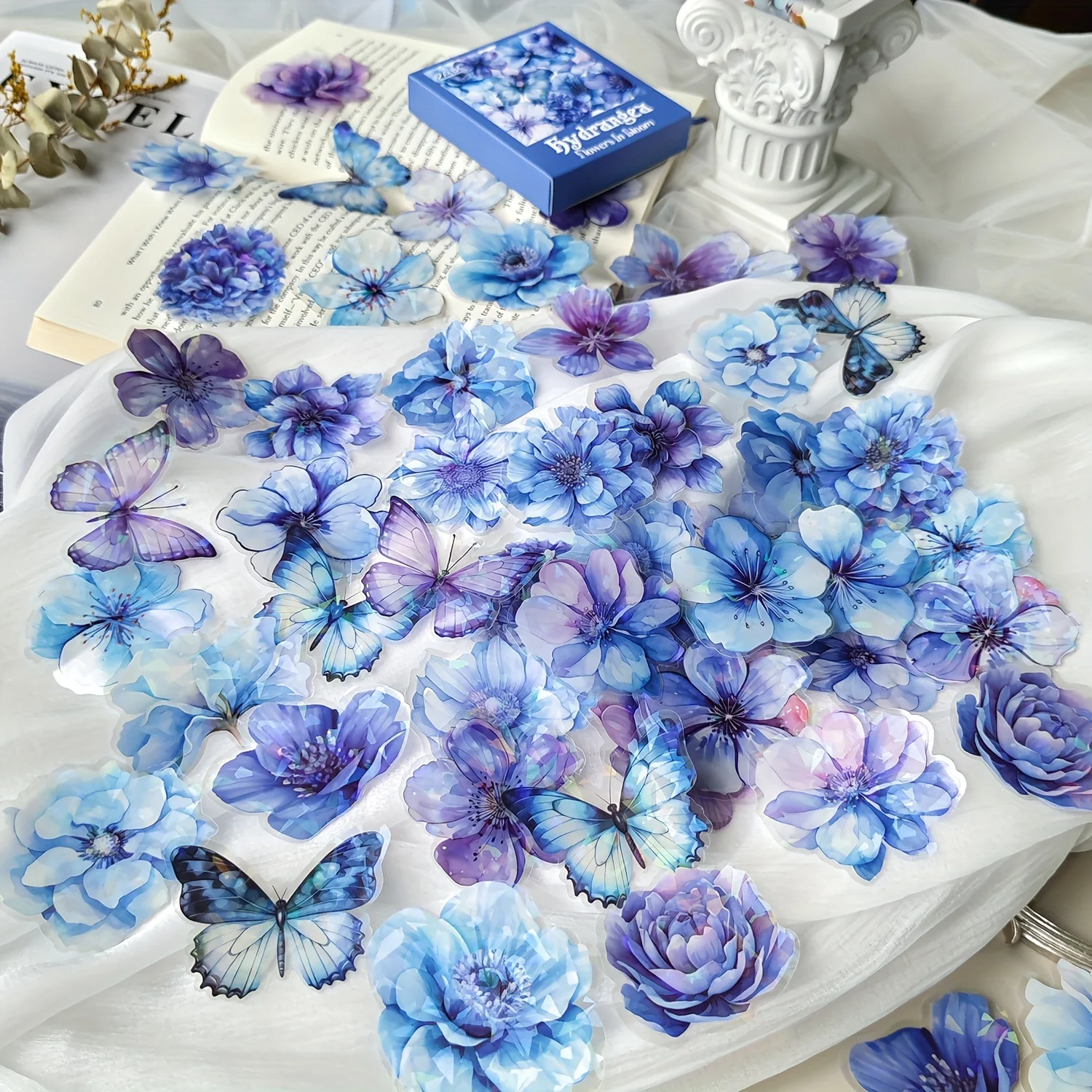 60 pcs/Box Gorgeous Flower PET Stickers Hand account DIY Scrapbooking Collage Decor Junk Journal Supplies Sticker Stationery