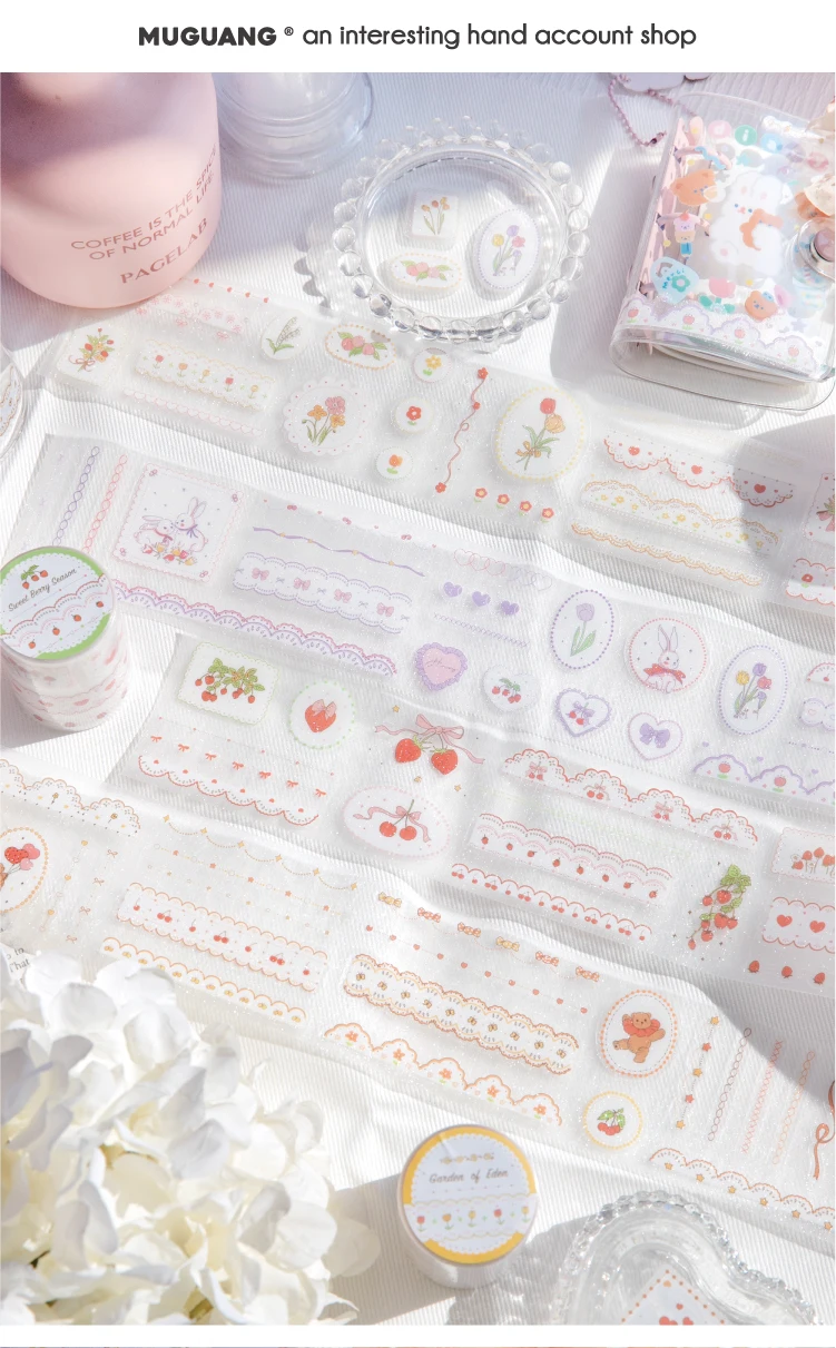 Journal GO 6x200cm Dessert Strawberry Tape Scrapbooking Materials Masking Tape Journaling Stickers Diy Arts Crafts Album Sticker