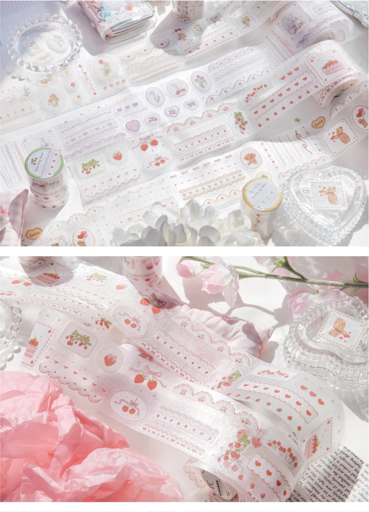 Journal GO 6x200cm Dessert Strawberry Tape Scrapbooking Materials Masking Tape Journaling Stickers Diy Arts Crafts Album Sticker