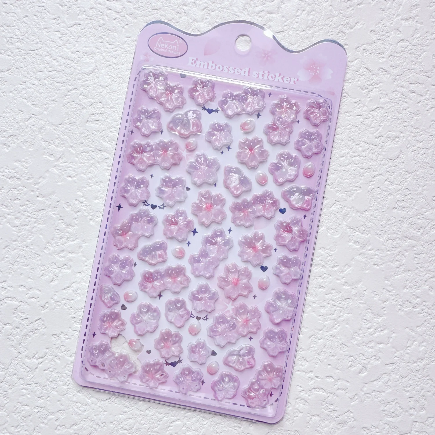 NEKONI 3D Relief Sakura Petal Stickers Cherry Blossom Journaling DIY Diary Stationery Sticker Decor School Supplies Gift